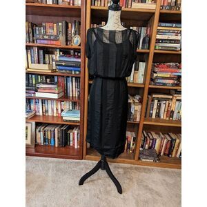 William Pearson vintage black silk batwing cocktail dress sz s euc